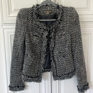 Secret Label tweet open front fringe black gray grey blazer jacket size small